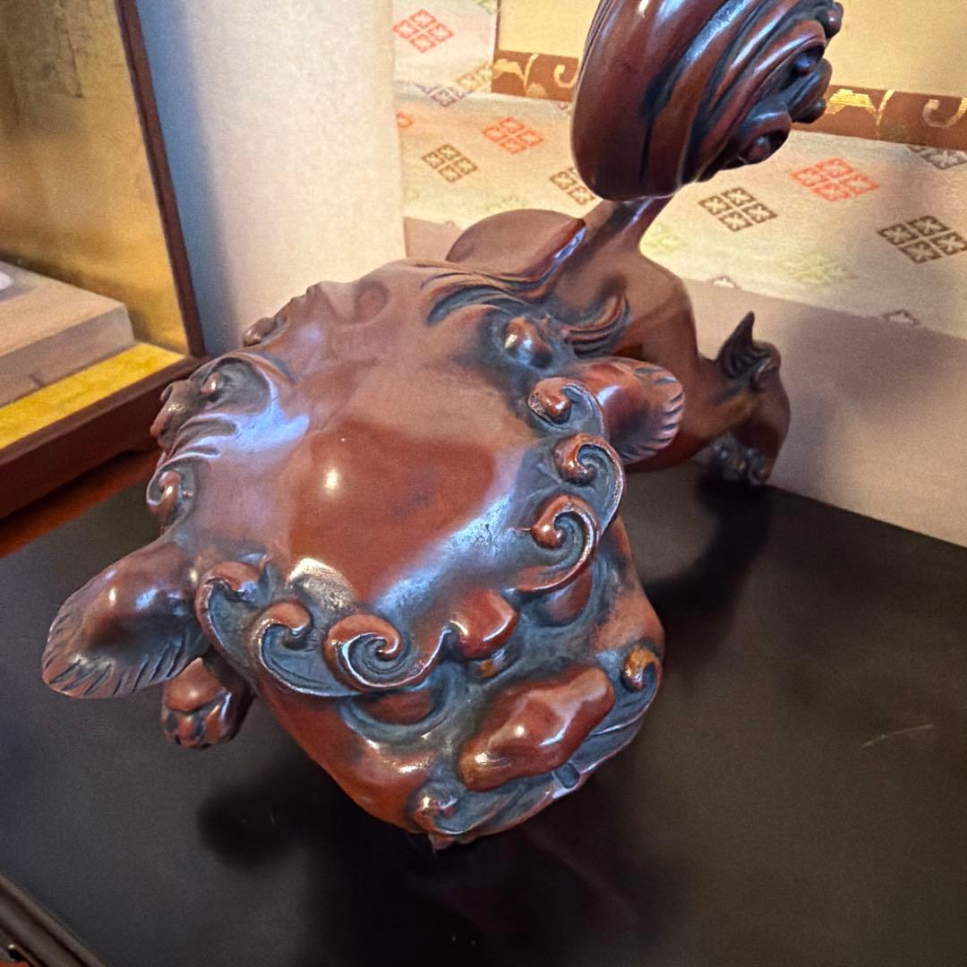 玉獅子　置物　高岡銅器　2/25.2/26発送不可