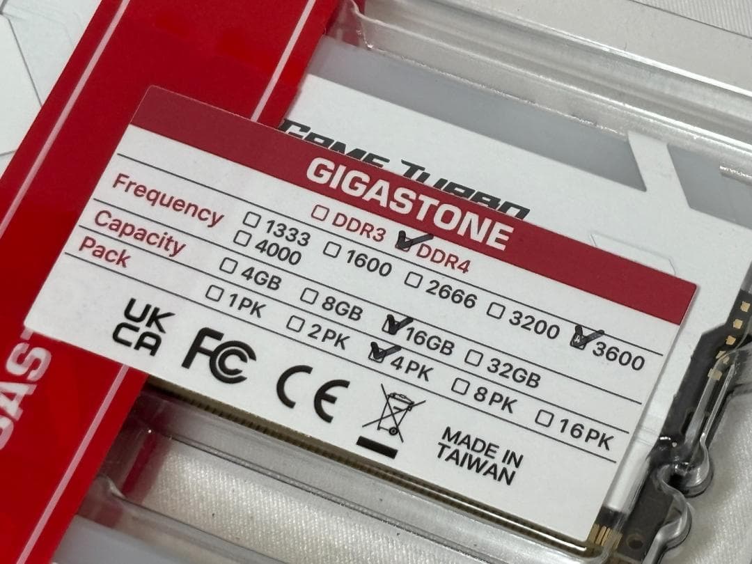 【新品未開封】GIGASTONE DDR4-3600 16GB×4枚 計64GB