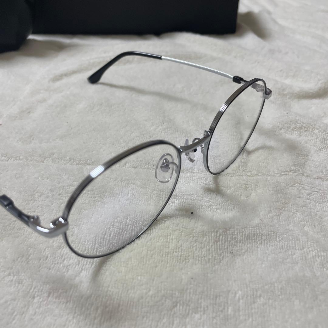 伊達メガネ オシャレ眼鏡 ファッション小物 アクセサリー ケース付 シルバー