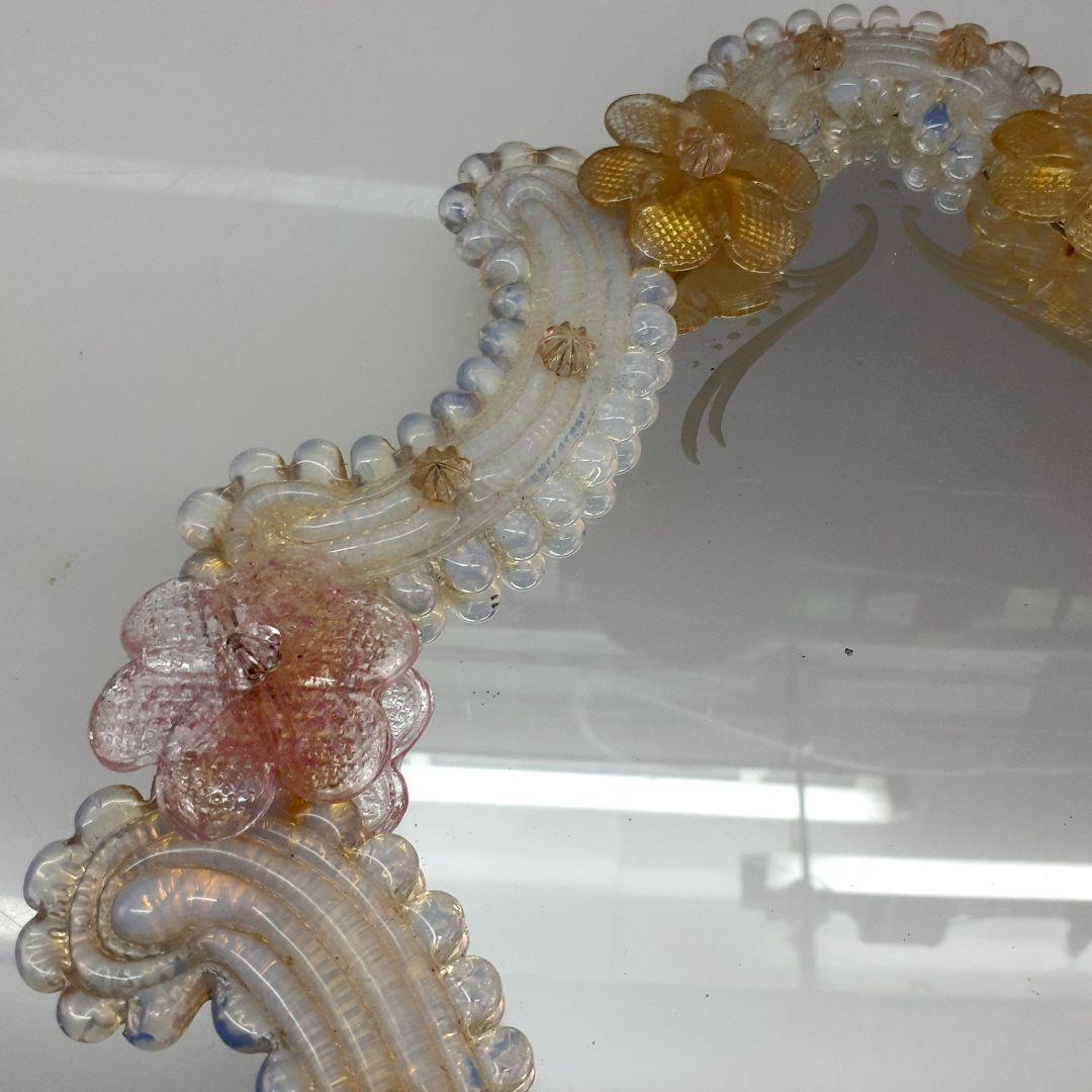 MURANO ムラノ オパ－ルセント 花飾り ウォールミラー 壁面 鏡