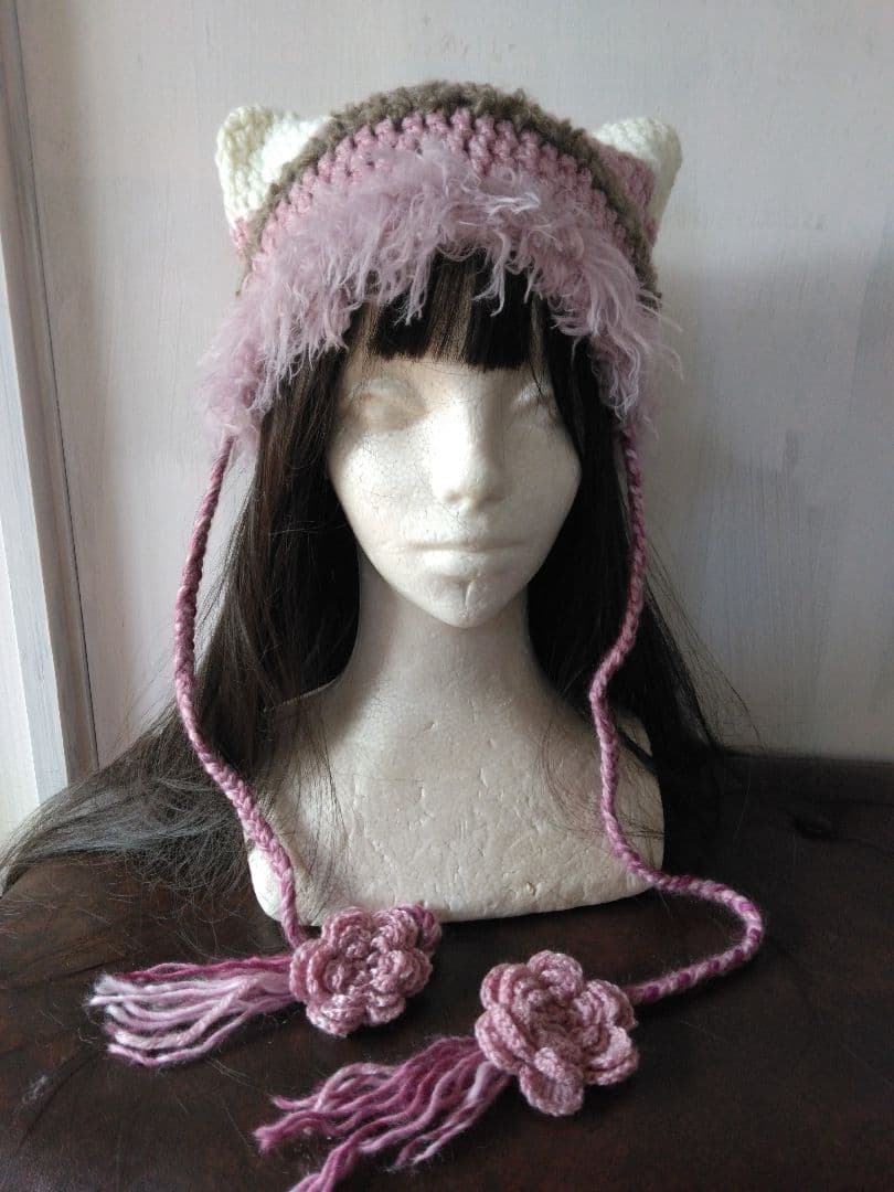 猫耳、うさぎ耳2way帽子handmade取り外し可能アレンジできます