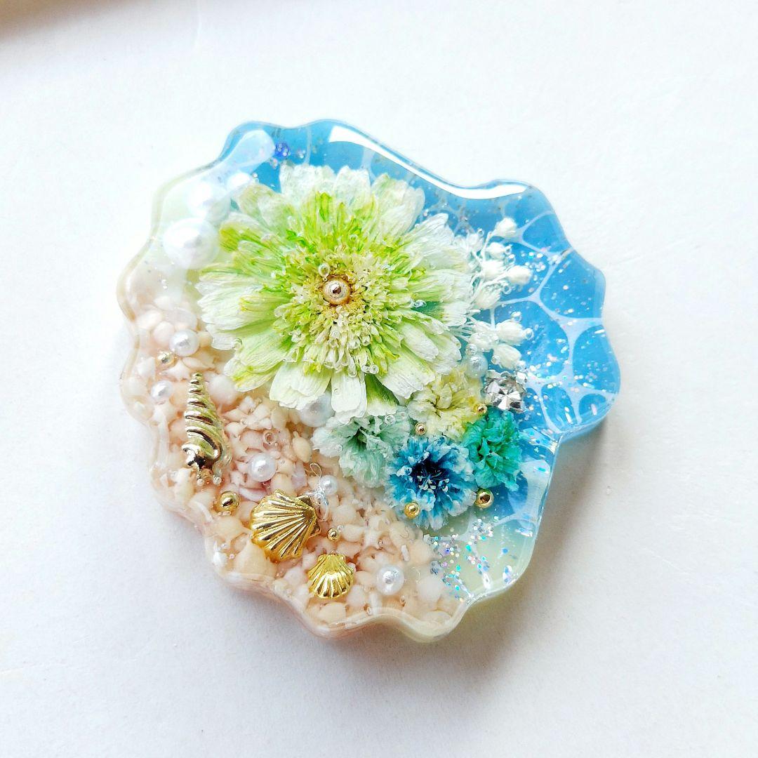 【1575】レジン　マトリカリア　ヘアゴム　ポニーフック　ブロ―チ　ハンドメイド