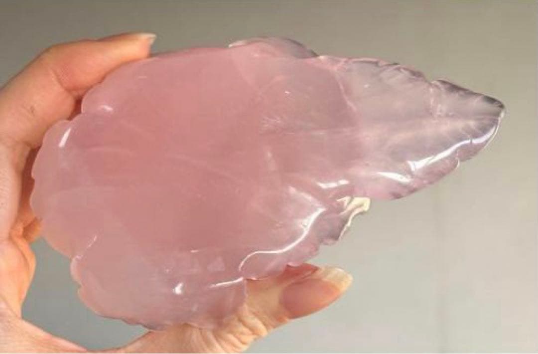 値下げ　高品質　ローズクォーツ　BIG薔薇　手彫り　バラ　カービング