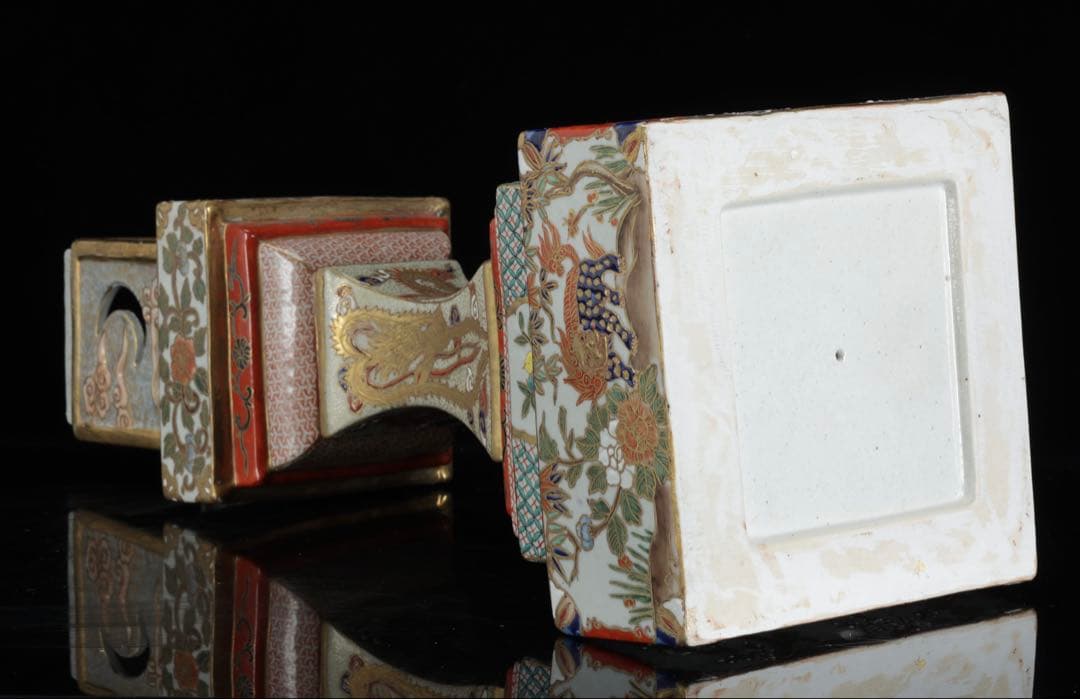 明治期 九谷焼 色絵金彩龍図灯篭 灯籠 高さ 64㎝ 陶製行灯 古美術 骨董品