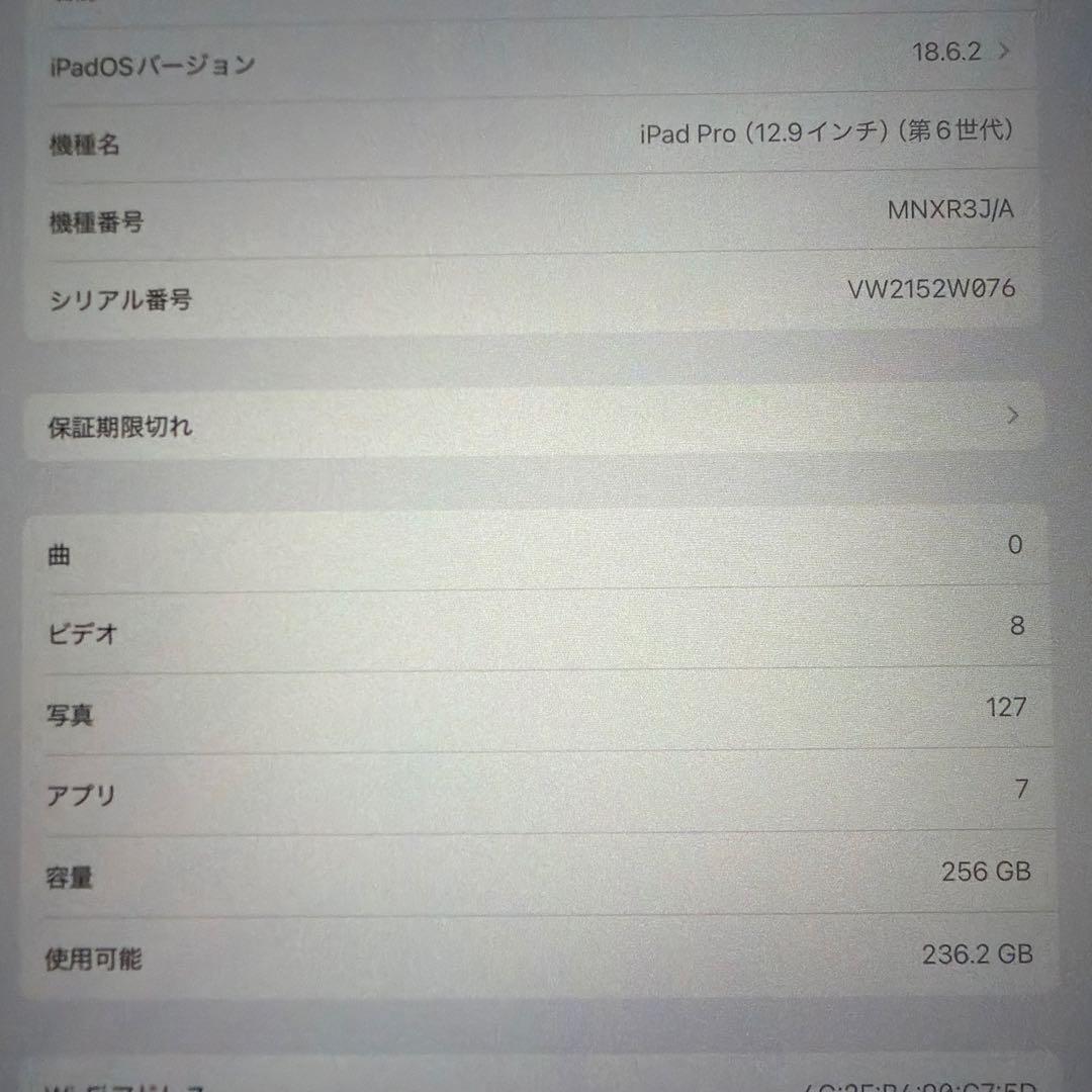 iPadPro第6世代12.9インチ256GB WiFi