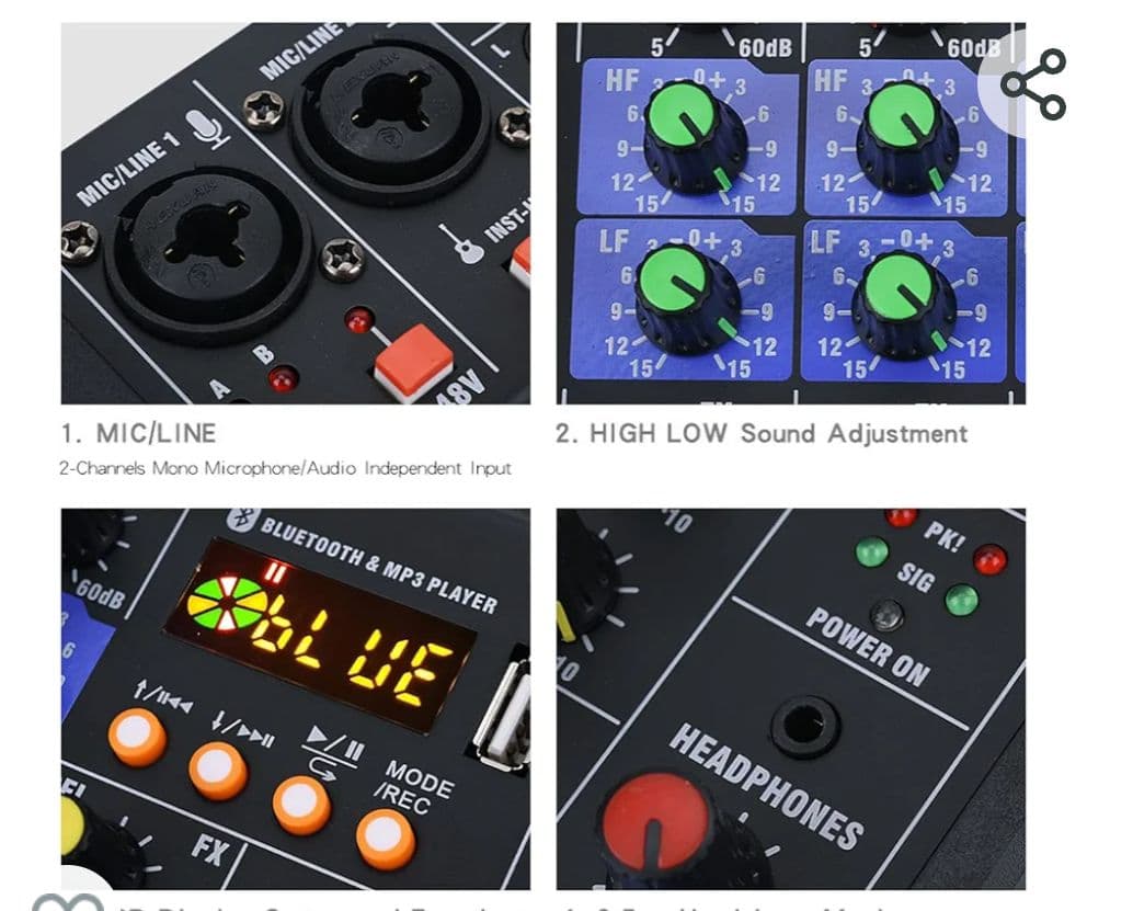スピーカー・ウーファー Professional mixer Bluetooth Brand 378