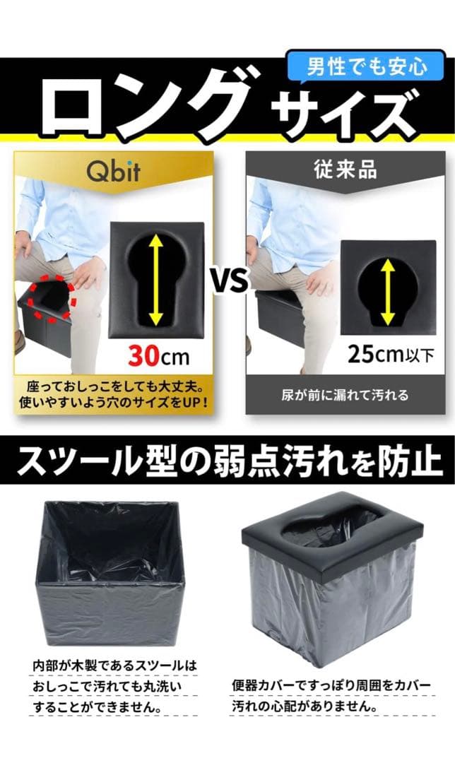 Qbit 折りたたみ 簡易トイレ 非常用 耐荷重800kg 防災グッズ スツール