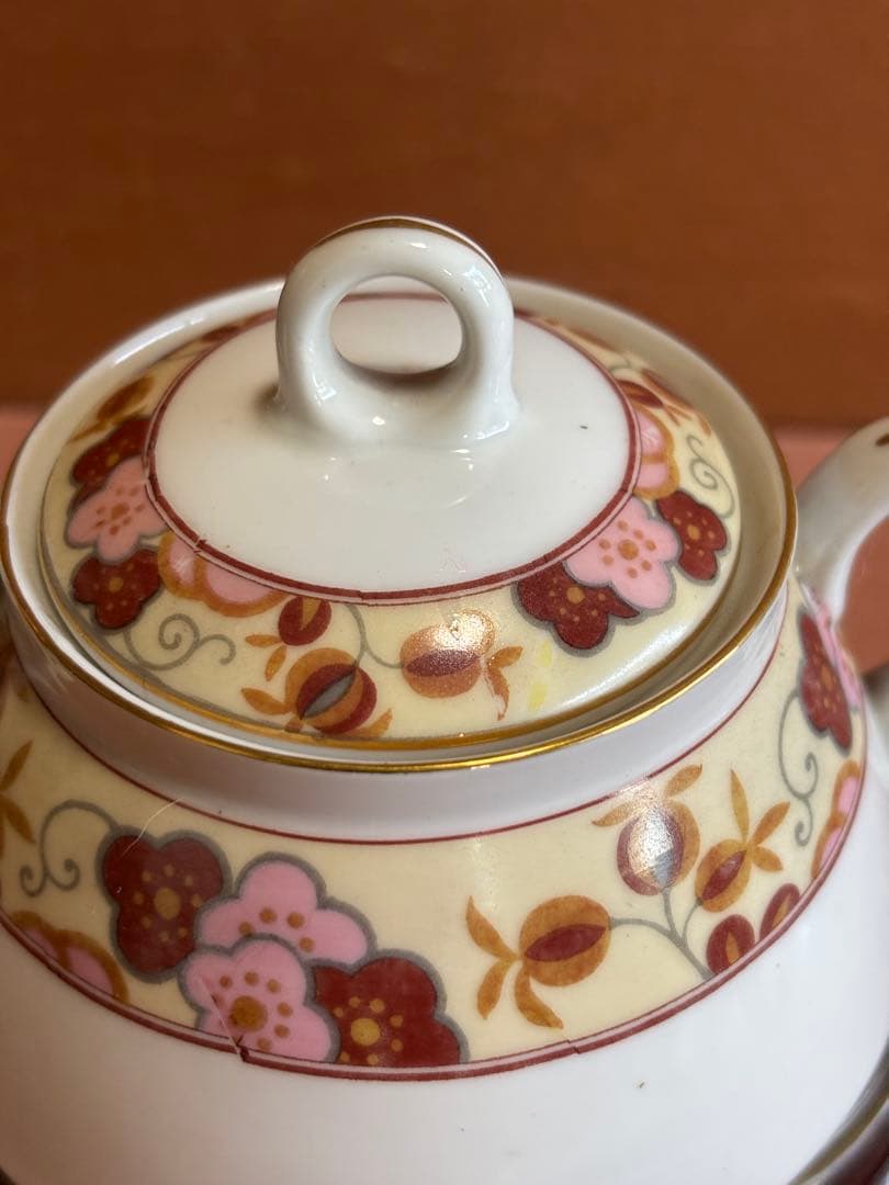日本陶器會社ノリタケヤジロベー色絵梅花文1912年大正元年作ティーフルセット共箱