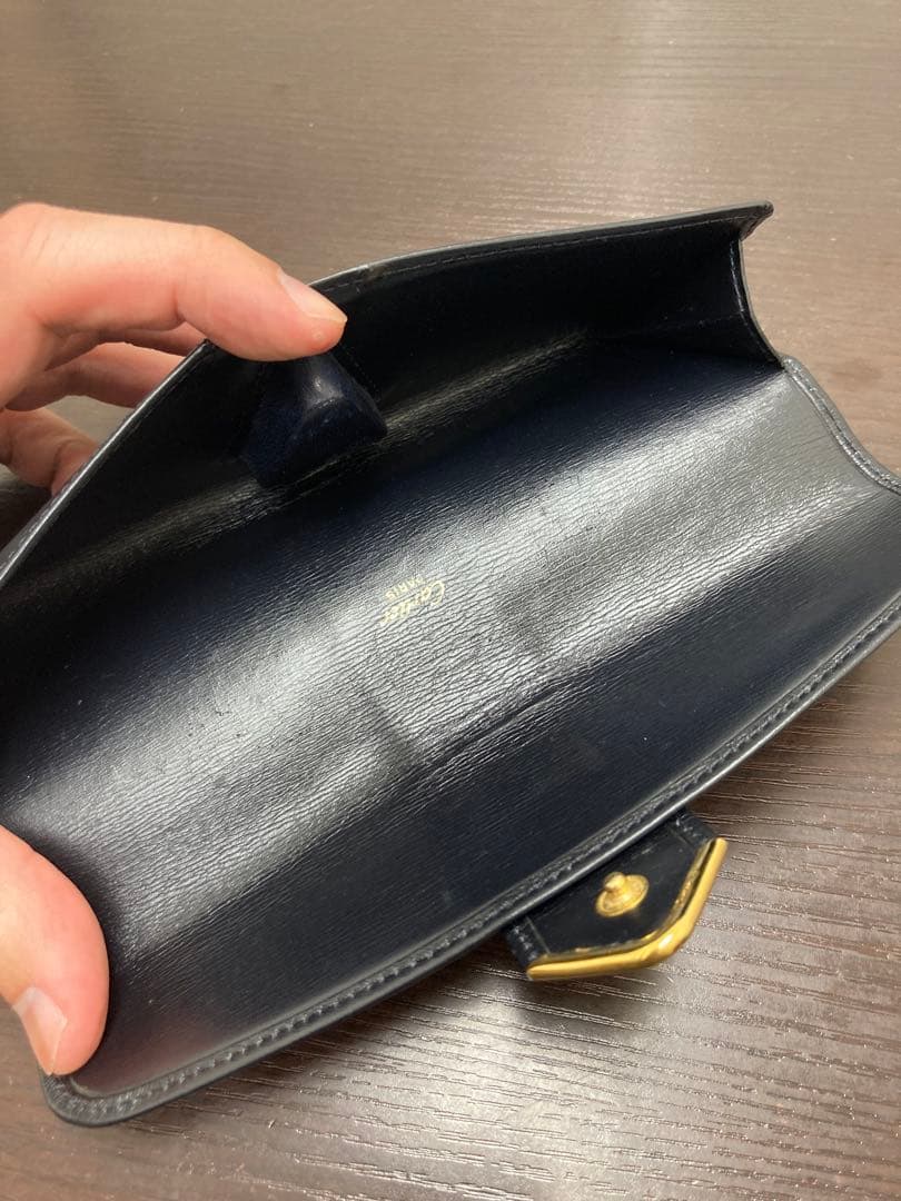 Cartier カルティエ メガネケース ネイビー レザー サファイアライン