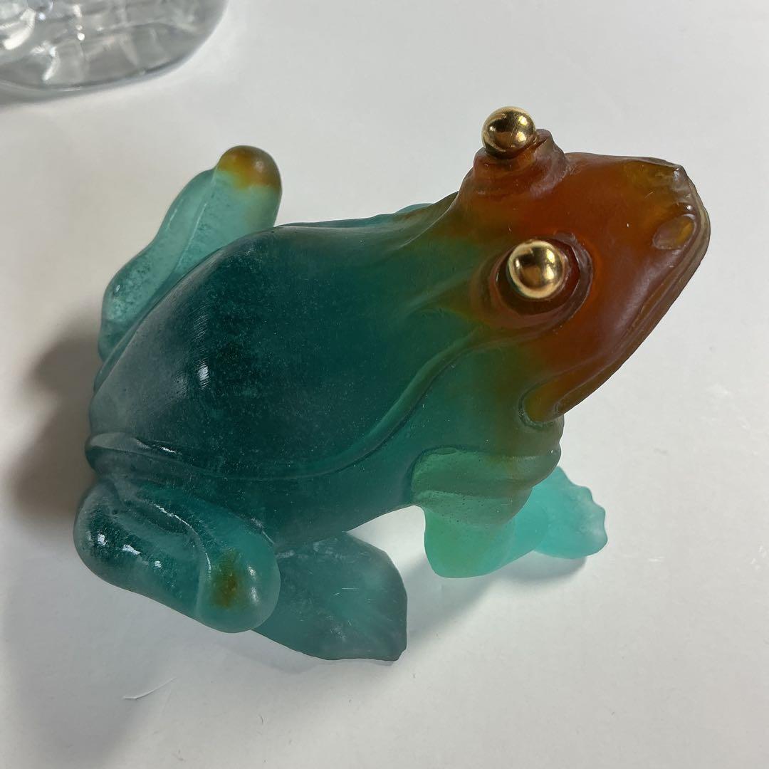 美品 ドームフランス カエル 置物 クリスタル 水晶 フランス製 ガラス 蛙