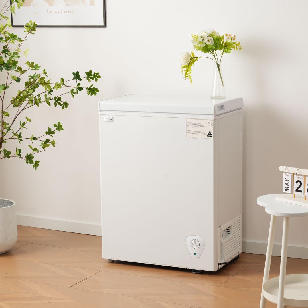 【新品】90Lチェストフリーザー 上開き バスケット付き コンパクト ホワイト