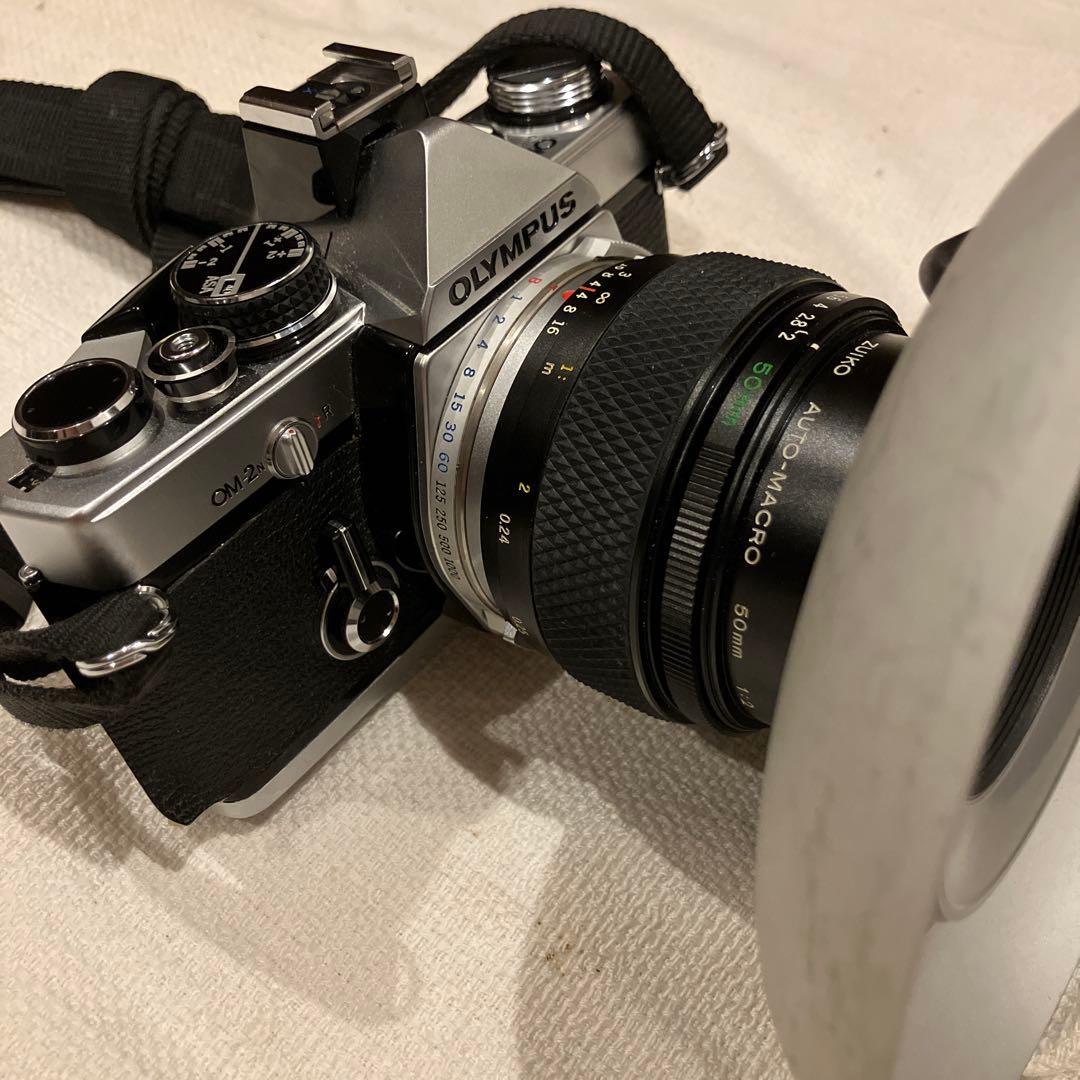 OLYMPUS OM-2N カメラ　望遠レンズ　フラッシュ　電池　動作確認不十分
