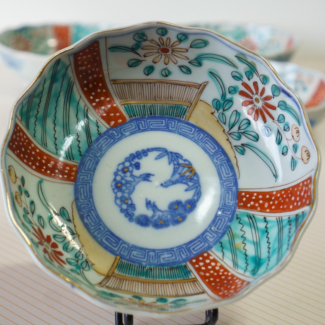 古伊万里　錦手　金彩色絵　膾皿　なます皿　5客