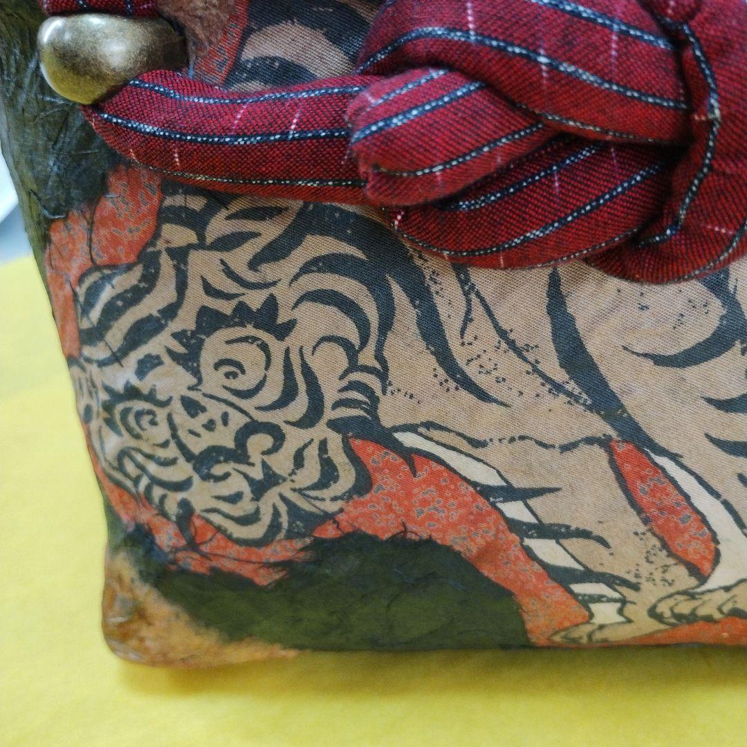 一閑張りバッグ　寅　虎　柿渋　ハンドメイド