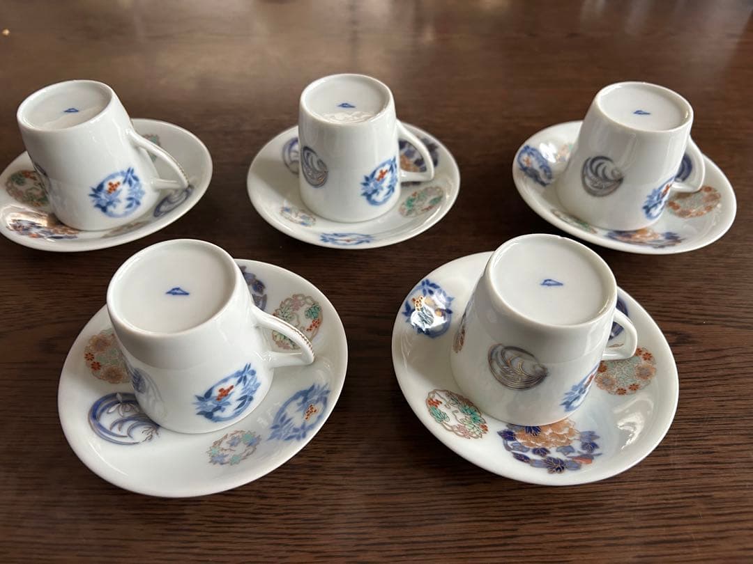お値下げしました　ビンテージ、オールド深川製磁、金彩染錦花丸紋　コーヒーカップ