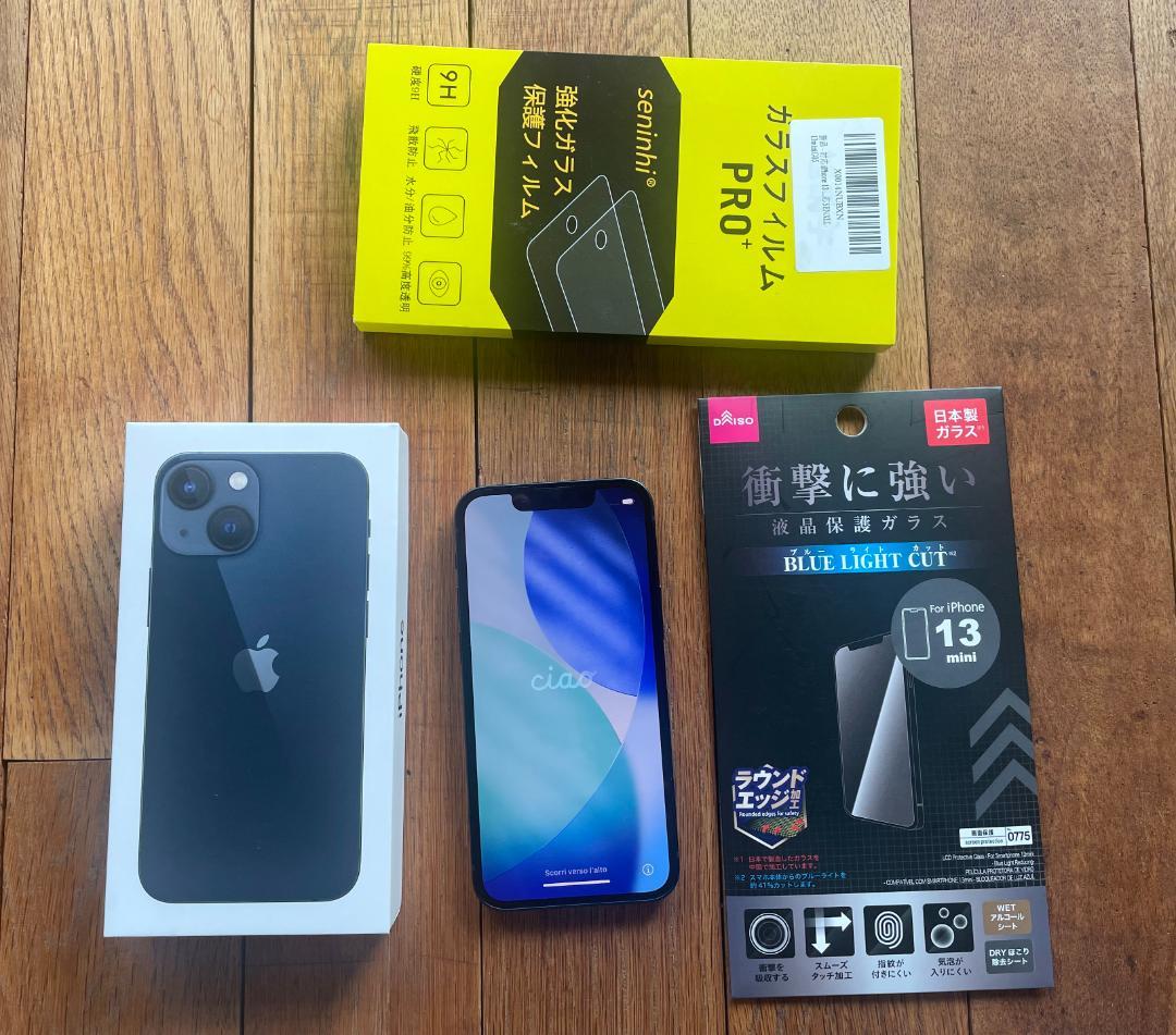 iPhone 13 mini ミッドナイト　SIMフリー、バッテリー100%