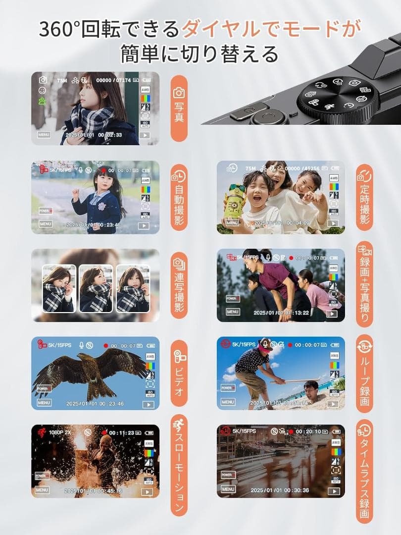 デジカメ スマホに送れる デジタルカメラ WIFI転送機能 7500万画素