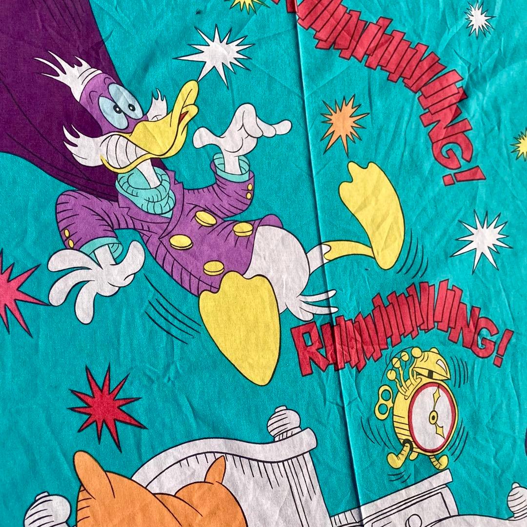 レア USA製 90's ダークウィング・ダック ビンテージ シーツ 生地 布