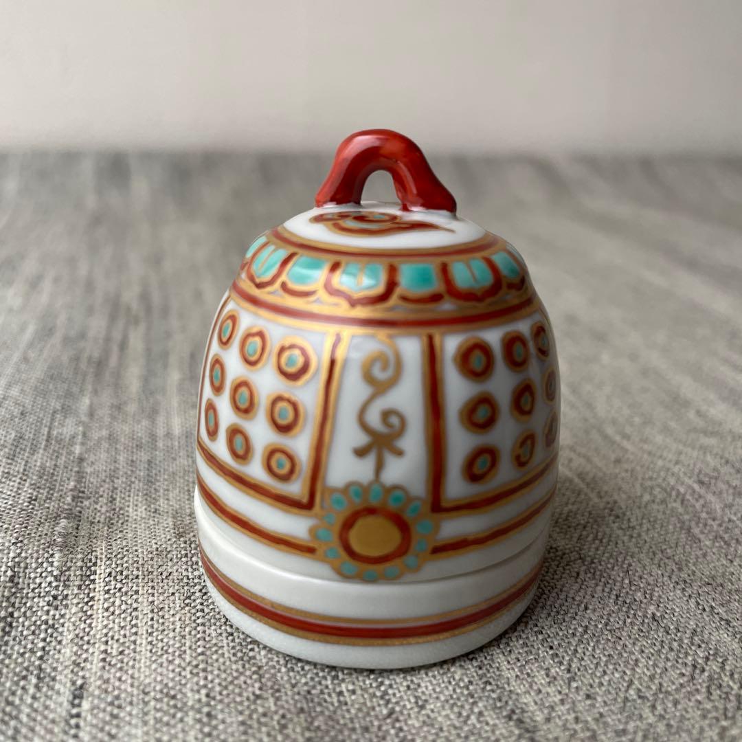 京焼 香合 高野昭阿弥 作家 銘あり 色絵 鐘 茶道具