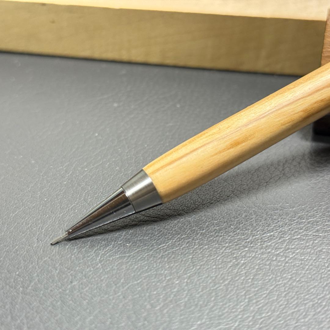 109オリーブウッド　木製シャーペン　強低重心テーパー　ステンレス