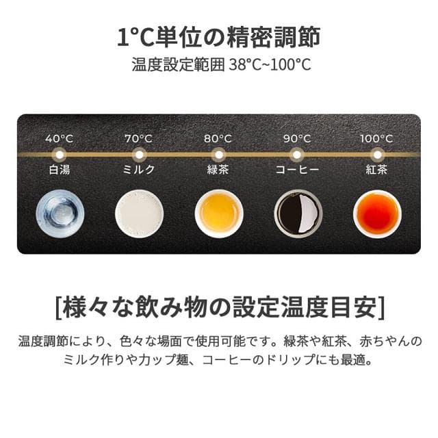 Epeios エペイオス 電気ケトル☕️ 900ml 1℃単位で温度調節 保温