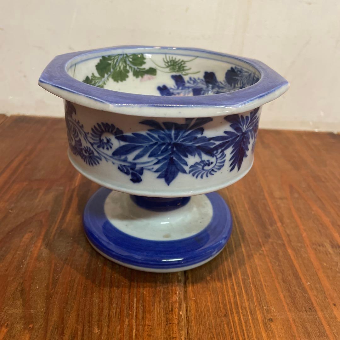美品　古伊万里　色絵杯洗　盃洗　明治時代頃　伊万里焼　はいせん　花の絵柄が華やか