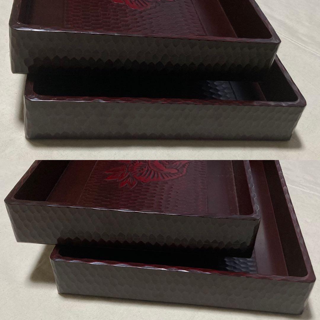 昭和レトロ 鎌倉彫衣装盆 乱れ箱2枚入れ子