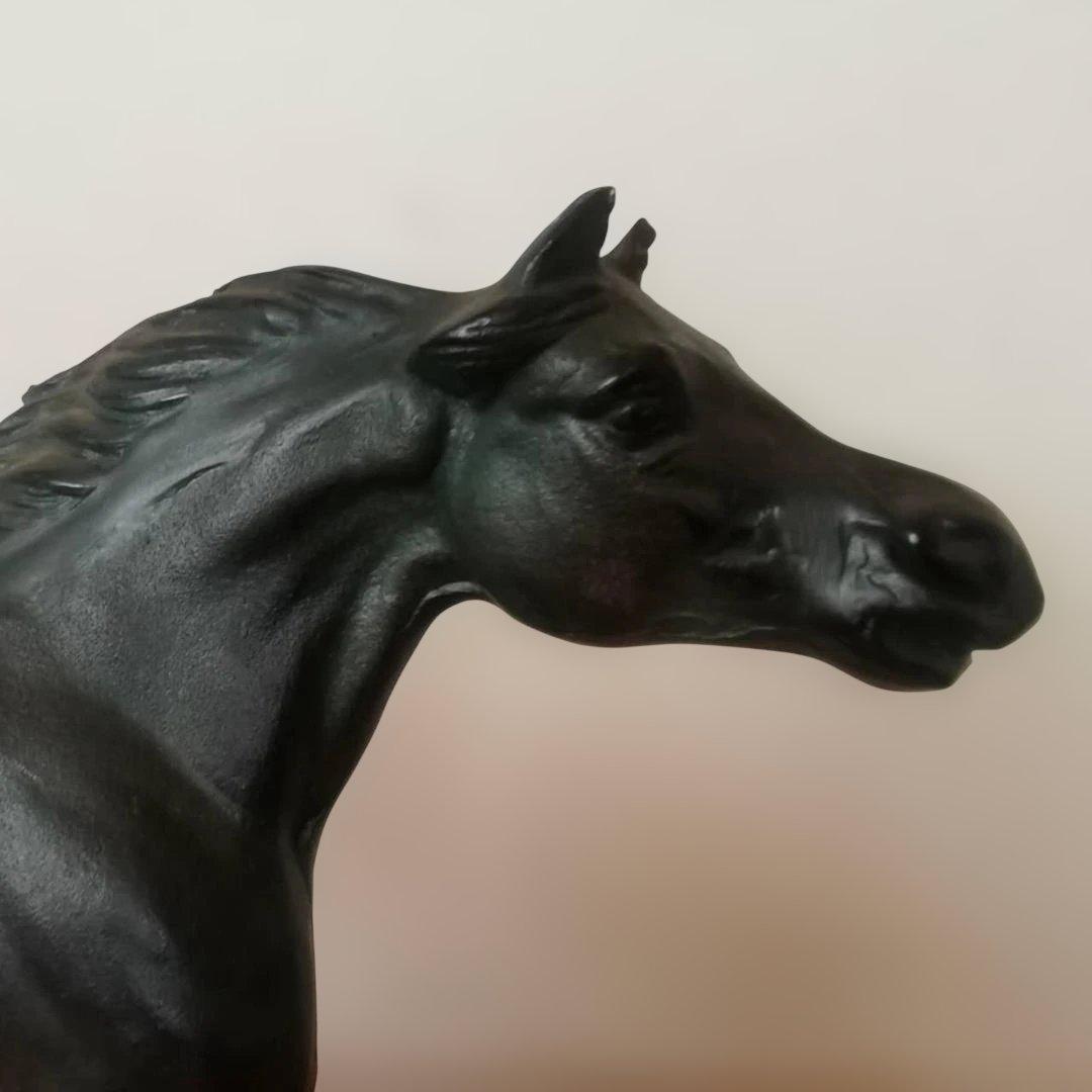 大型 鉄製 馬 オブジェ 台座付き重厚 約49cm 3kg以上