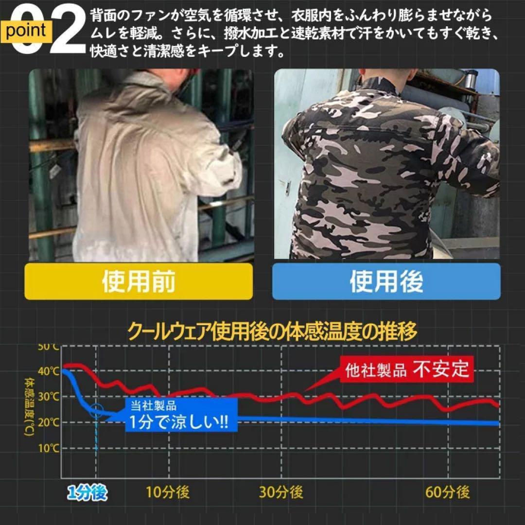 空調服ベスト　ファン付き空調作業服　空調ウェア　バッテリー　通気 速乾 撥水