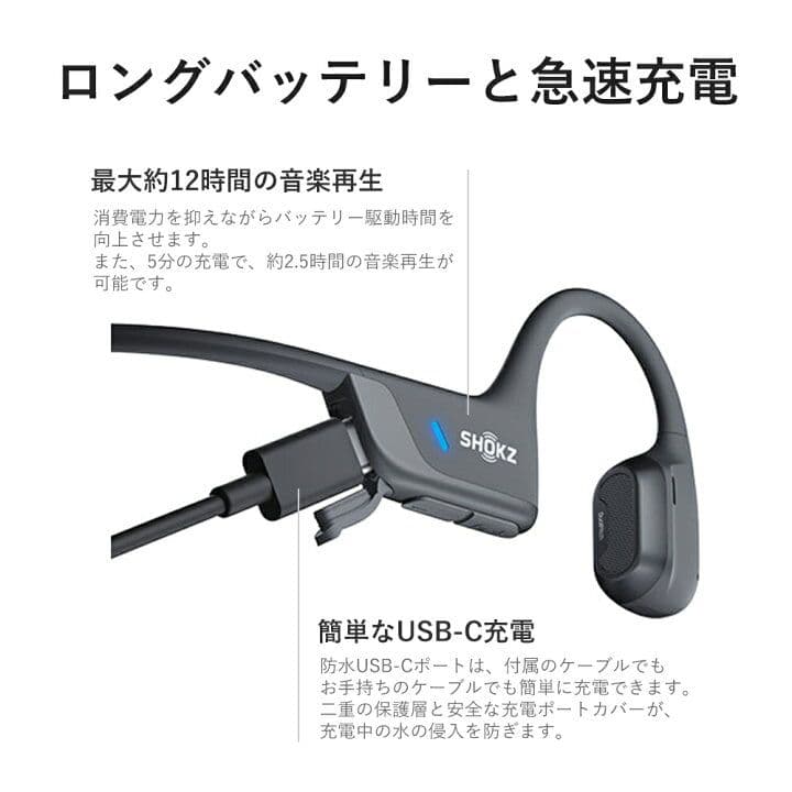 SHOKZ 骨伝導イヤホン グレー open run Pro2