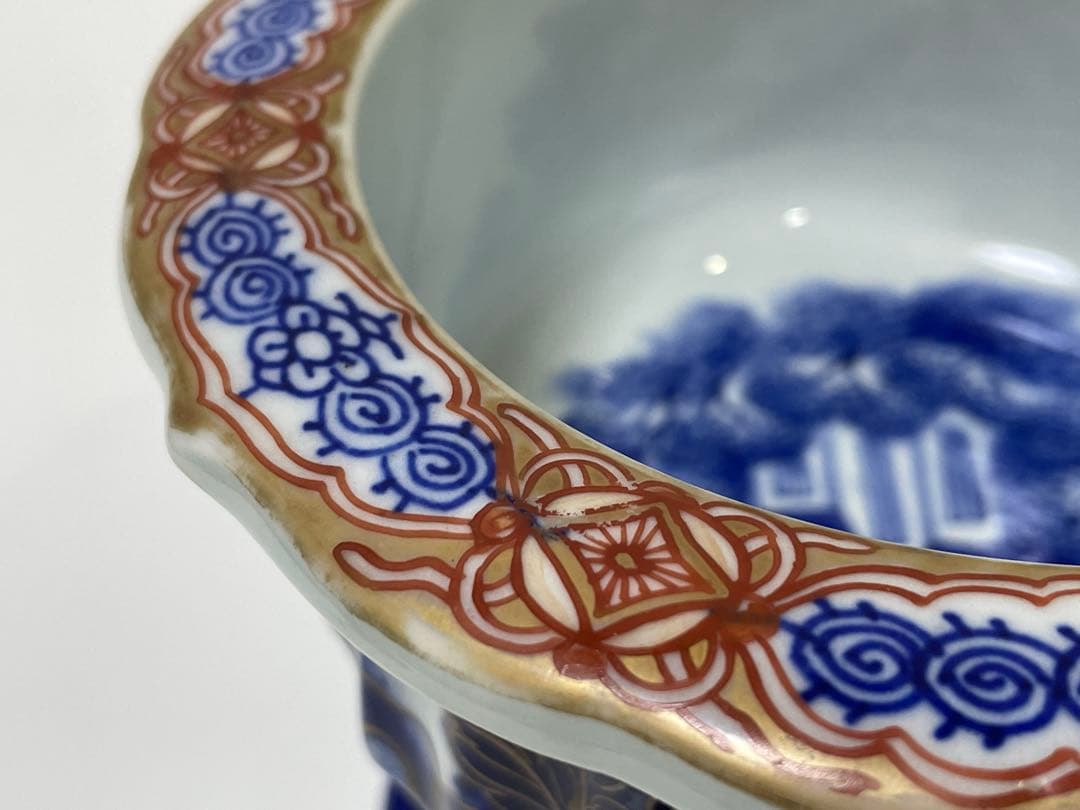 【現状品】古伊万里 盃洗 染付 朱塗 金彩 割烹 懐石 アンティーク レトロ
