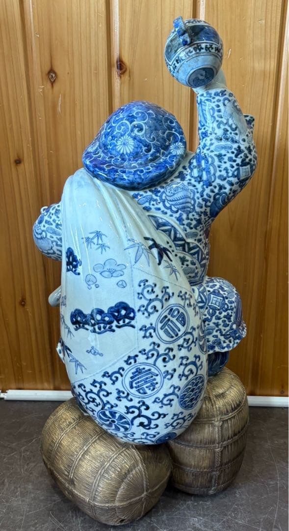 【大黒天 置物】大黒様 米俵 青磁 縁起物 陶器 インテリア