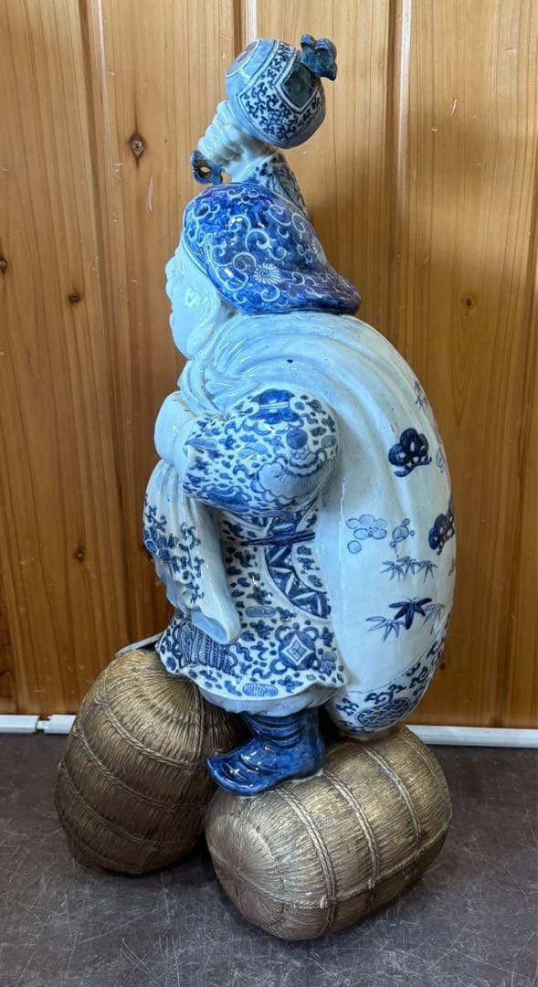 【大黒天 置物】大黒様 米俵 青磁 縁起物 陶器 インテリア