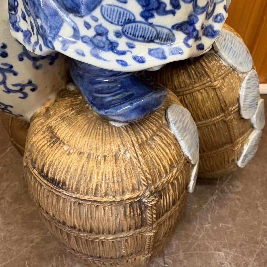 【大黒天 置物】大黒様 米俵 青磁 縁起物 陶器 インテリア