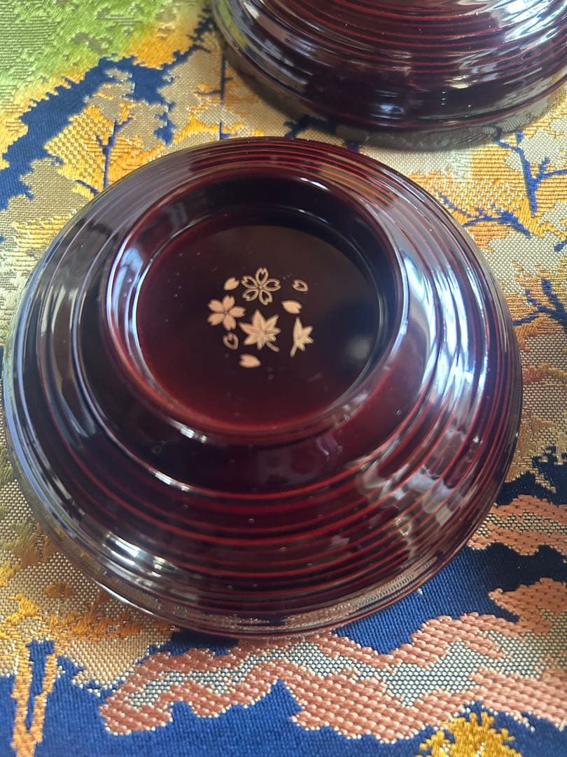 【未使用】吸物椀 5椀 高級漆器 木製 溜塗 見返し松葉 内朱 茶道具 茶懐石