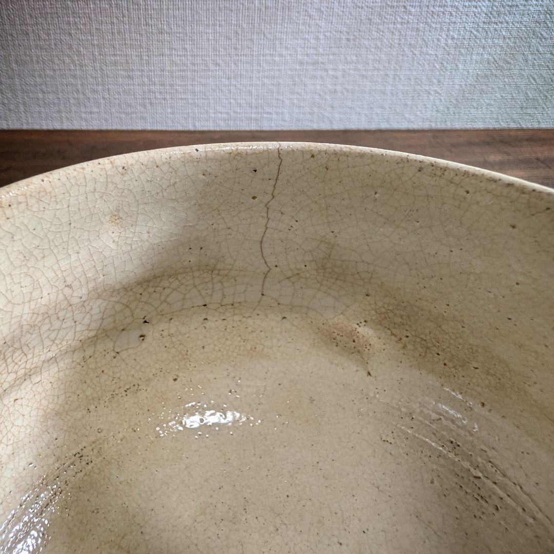 【骨董】時代 抹茶碗 日の出波文 京焼 時代物 茶道具 貫入 11cm