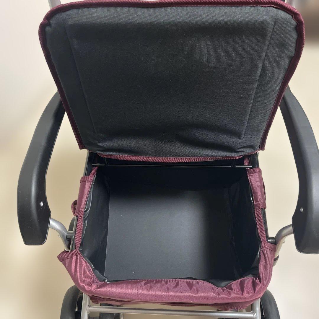【美品】シルバーカー ワインレッド 花柄 送料込み