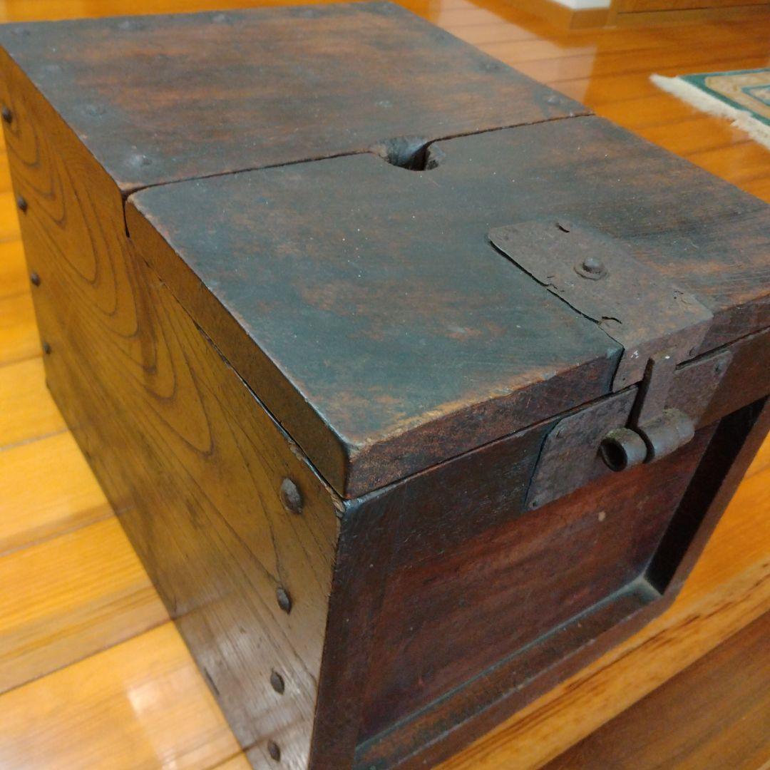天明参年1783年蔵出し銭箱　賽銭箱　帳箱　木製金庫古民具江戸時代物アンティーク