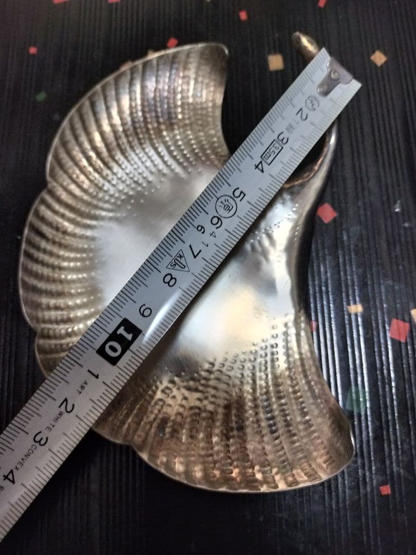 鍛金技法 西村義光 作家物 銀杏 銘々皿 シルバー 飾り皿 アクセサリートレイ