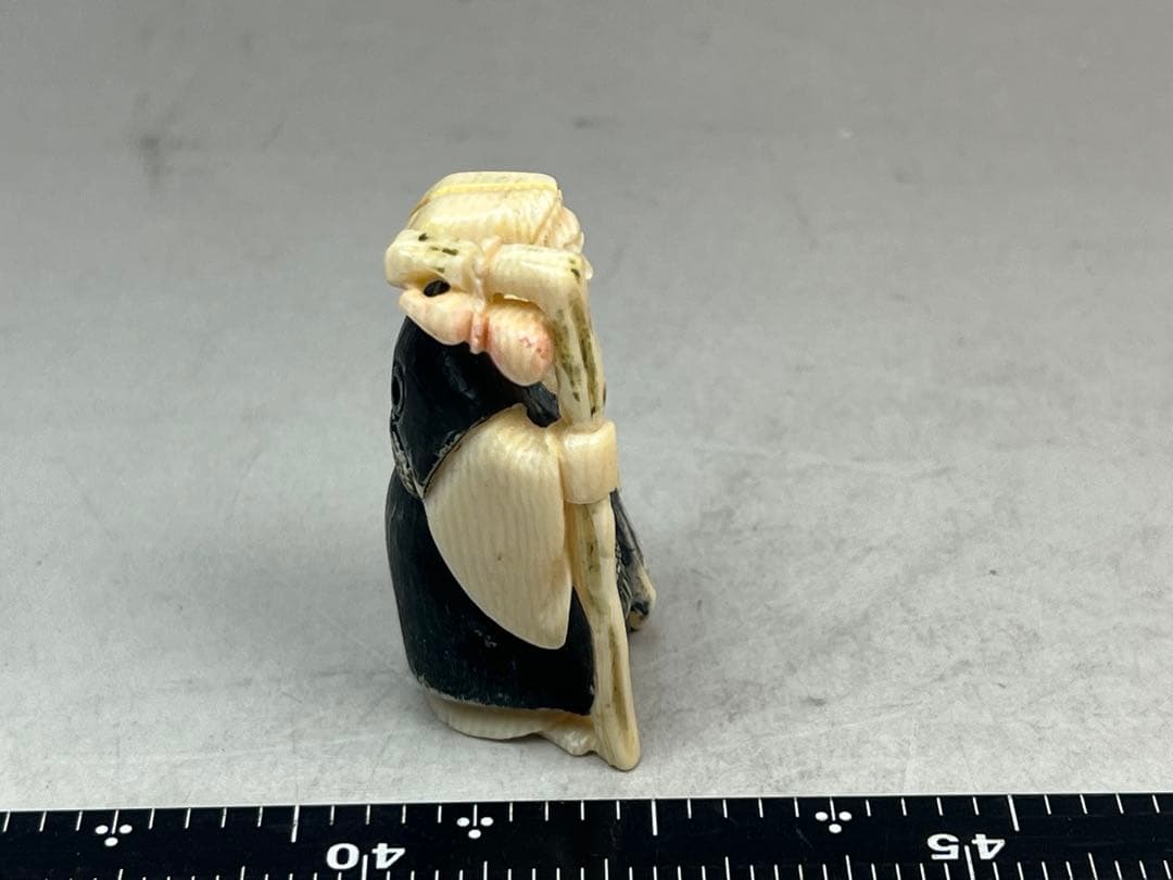 ［珍品］太郎在銘　極上寿老人根付　26g 送料込み