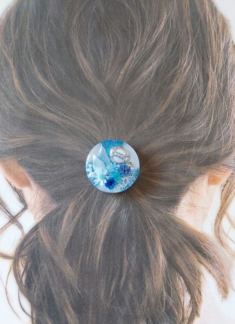 【1474】レジン　ヘアゴム　ポニーフック　ブロ―チ　ハンドメイド