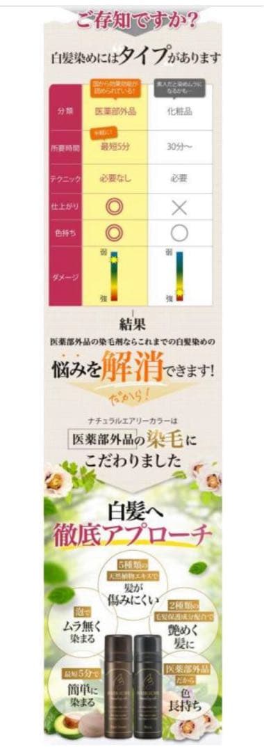 ヘアリシェ ナチュラルエアリーカラー ブラック6本 泡タイプ白髪染め