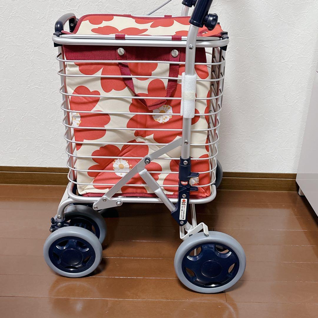 【美品】SUWAREL シルバーカー 花柄デザイン 赤 スワレル