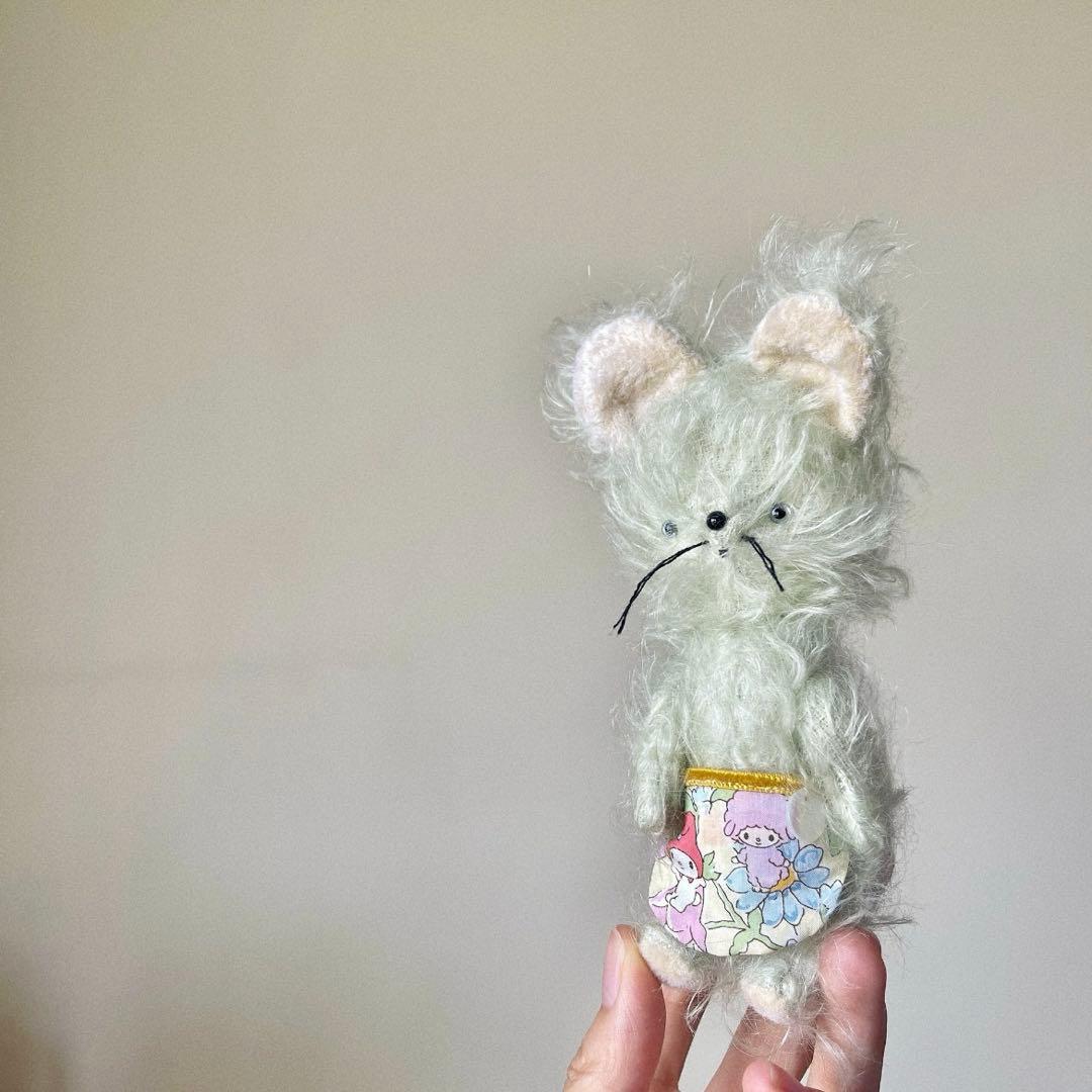 ミントマウスちゃん ぬいぐるみ ハンドメイド 海外作家様 アーティストベア 鼠