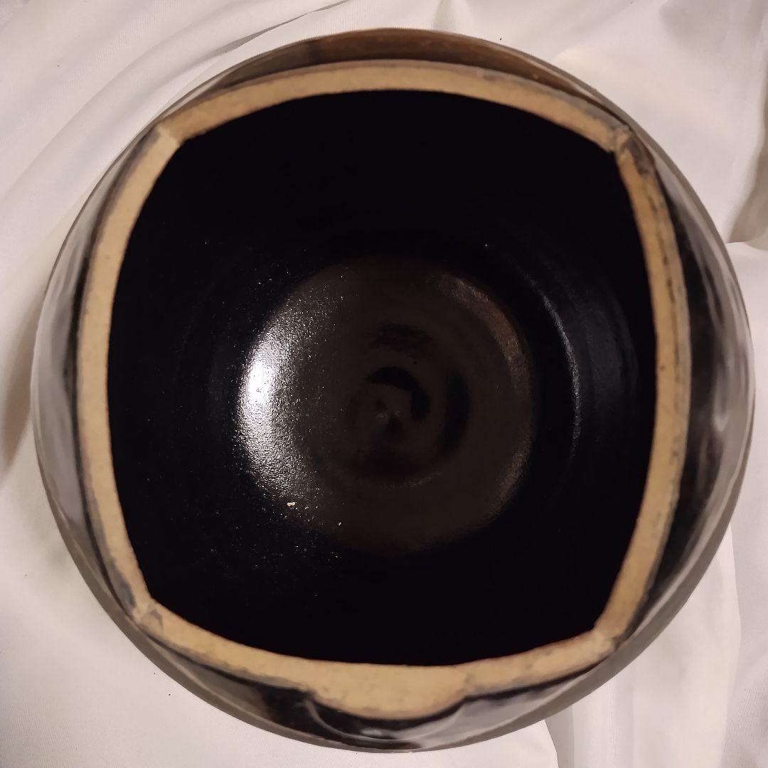 未使用！友成潔作 黒陶水指 茶道具 水差し 陶器 アンティーク 陶芸品 骨董品