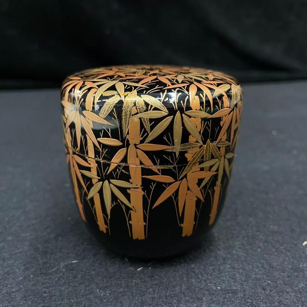 竹蒔絵中棗　茶道具　茶入