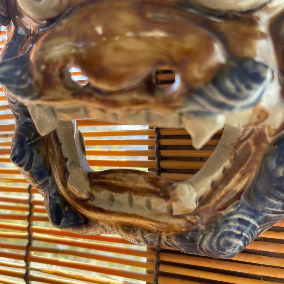壺屋焼 シーサー 狮子面 壁掛け 沖縄 やちむん 魔除け 作家物 陶器