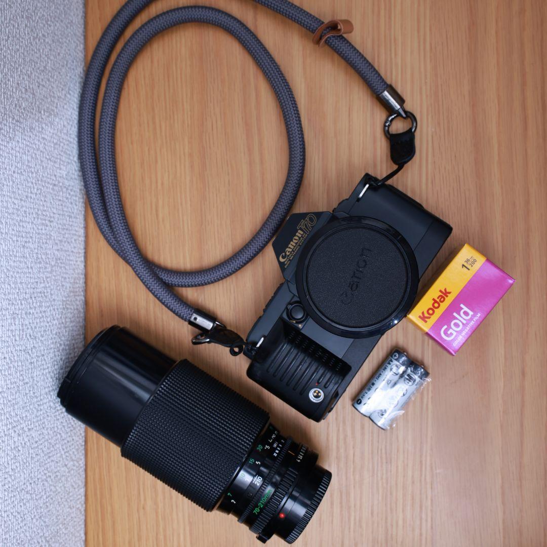 フィルムカメラ Canon T70 レンズ2本 フィルム電池付き