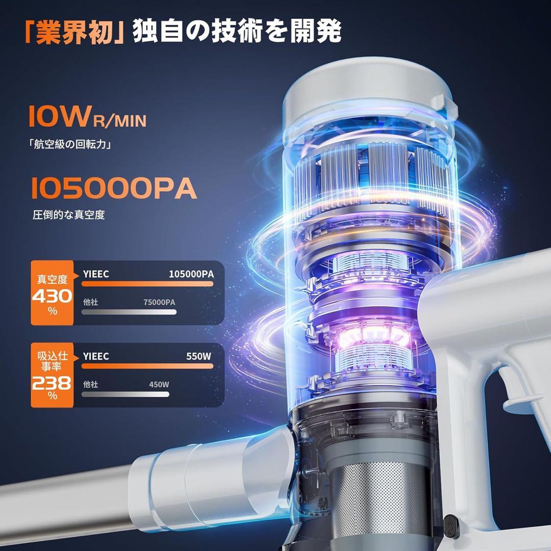 コードレス 掃除機 65分稼働 LED表示