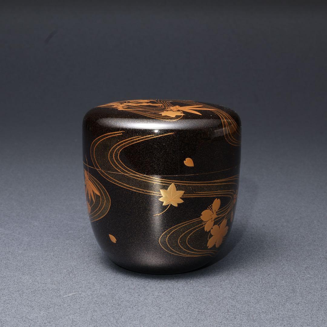 棗　立田川　桜と紅葉　流水　一后一兆　共箱　共布　R1692